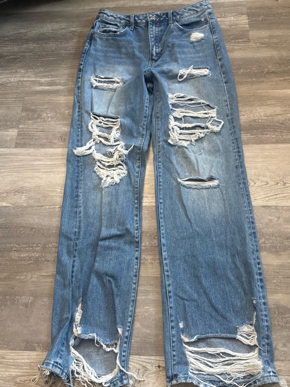 Flying Monkey Distressed Light Blue Ripped Jeans